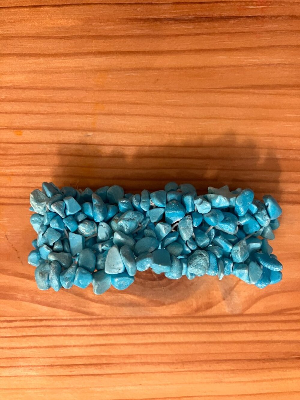 Elegant Blue Turquoise Stretch Bangle Beaded Bracelet 1990s Size 1x6,5"